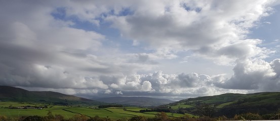 Cloudy Mountain Skies English Countryside