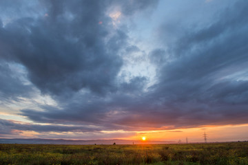 Colorful sunset in early autumn