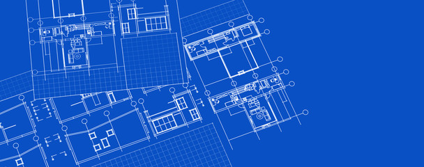 Fototapeta na wymiar house architectural project sketch 3d illustration