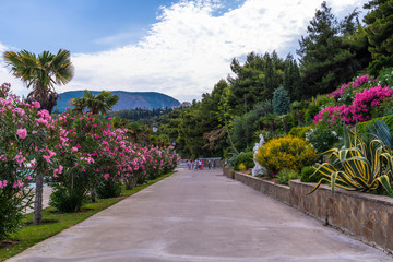Beautiful embankment in the village of Partenit in Crimea
