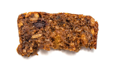 Rye bread with raisins on a white background. Phyto for slimming bread.