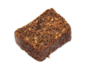 Rye bread with raisins on a white background. Phyto for slimming bread.