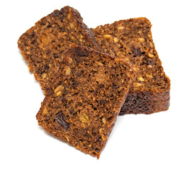 Rye bread with raisins on a white background. Phyto for slimming bread.