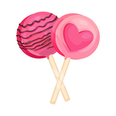 Pair of round lollipops. Vector illustration on a white background.