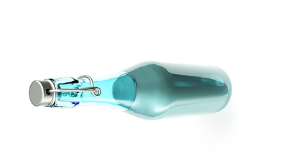 Glass bottle isolated with reflection. 3d render