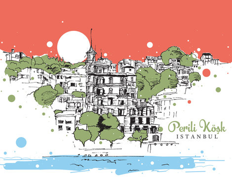 Drawing sketch illustration Perili Kosk