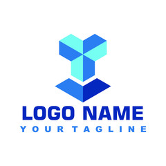 minimalist blue logo vector design