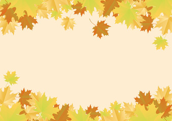 Autumn frame with maple leaves vector. Autumn leaves border. Autumn vector illustration. Autumn falling leaves vector. Colorful falling leaves illustration. Frame of maple leaves on a white background