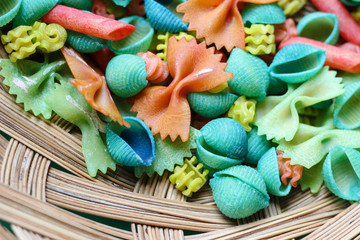 Fototapeta na wymiar basket of colorful noodles