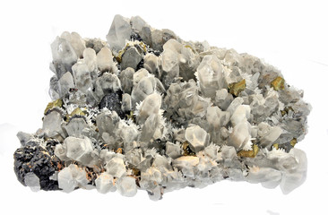 Quartz galenit and Chalcopyrite, white rock crystal