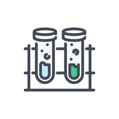 Сhemical experiment color line icon. Lab flask vector outline colorful sign.