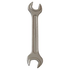 Silver two way metal wrench isolated on white background. 3D rendering of excellent quality in high resolution