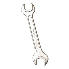 Silver two way metal wrench isolated on white background. 3D rendering of excellent quality in high resolution