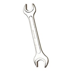 Silver two way metal wrench isolated on white background. 3D rendering of excellent quality in high resolution