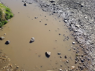 Muddy Puddles Brown Grey Gravel Background Texture