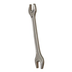 Silver two way metal wrench isolated on white background. 3D rendering of excellent quality in high resolution