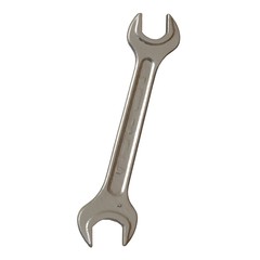 Silver two way metal wrench isolated on white background. 3D rendering of excellent quality in high resolution