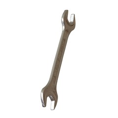 Silver two way metal wrench isolated on white background. 3D rendering of excellent quality in high resolution