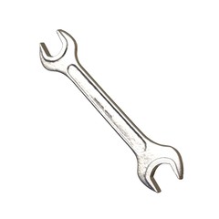 Silver two way metal wrench isolated on white background. 3D rendering of excellent quality in high resolution