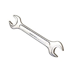 Silver two way metal wrench isolated on white background. 3D rendering of excellent quality in high resolution
