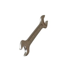 Silver two way metal wrench isolated on white background. 3D rendering of excellent quality in high resolution