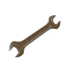 Silver two way metal wrench isolated on white background. 3D rendering of excellent quality in high resolution