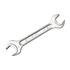 Silver two way metal wrench isolated on white background. 3D rendering of excellent quality in high resolution
