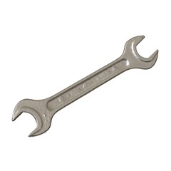 Silver two way metal wrench isolated on white background. 3D rendering of excellent quality in high resolution