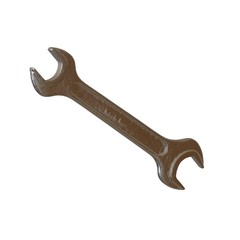 Silver two way metal wrench isolated on white background. 3D rendering of excellent quality in high resolution