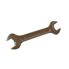 Silver two way metal wrench isolated on white background. 3D rendering of excellent quality in high resolution