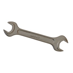 Silver two way metal wrench isolated on white background. 3D rendering of excellent quality in high resolution