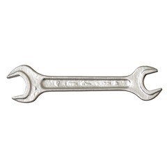 Silver two way metal wrench isolated on white background. 3D rendering of excellent quality in high resolution