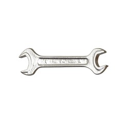 Silver two way metal wrench isolated on white background. 3D rendering of excellent quality in high resolution