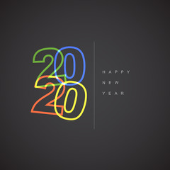 Vector Modern minimalistic Happy new year card 2020