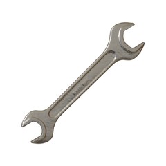 Silver two way metal wrench isolated on white background. 3D rendering of excellent quality in high resolution