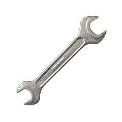 Silver two way metal wrench isolated on white background. 3D rendering of excellent quality in high resolution