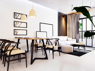 3d render home interior, living room