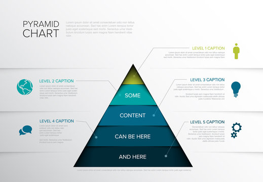 Vector Infographic Five Tier Pyramid Chart Diagram Template