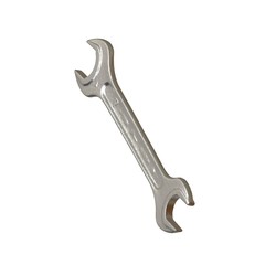 Silver two way metal wrench isolated on white background. 3D rendering of excellent quality in high resolution