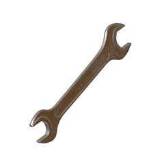 Silver two way metal wrench isolated on white background. 3D rendering of excellent quality in high resolution