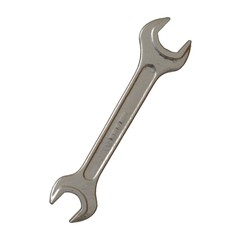 Silver two way metal wrench isolated on white background. 3D rendering of excellent quality in high resolution
