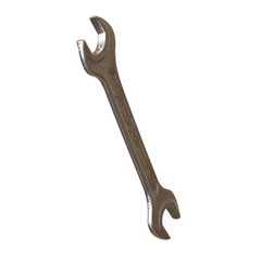 Silver two way metal wrench isolated on white background. 3D rendering of excellent quality in high resolution