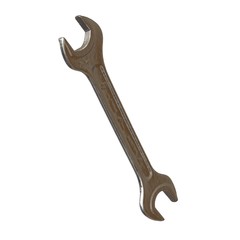 Silver two way metal wrench isolated on white background. 3D rendering of excellent quality in high resolution