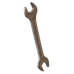 Silver two way metal wrench isolated on white background. 3D rendering of excellent quality in high resolution