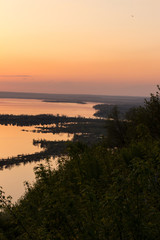 Obraz premium evening sunset on the river