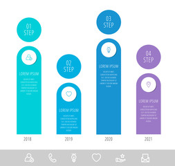 Vector modern infographic flat template circle 3D label for four diagrams, graph, presentation. Business concept with 4 options. Blank space for content, step for step, timeline, workflow, web, banner