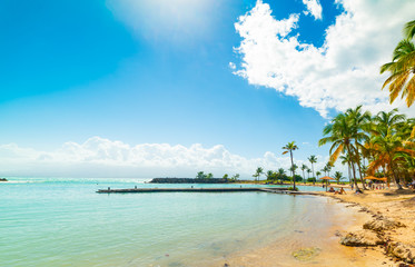 Blue sky over Bas du Fort beach in Guadeloupe