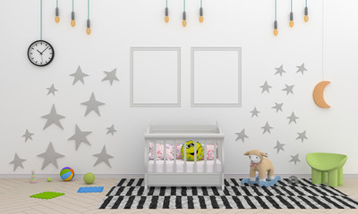young bedroom interior and decoration 3d rendering