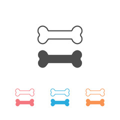 Dog bone icon set in modern flat design isolated on white background, pet food vector