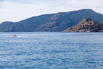 Seascape and view of the mountains